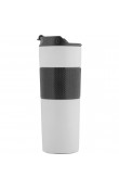 500 ml beyaz French Press özellikli dokulu kavrama bantlı metal promosyon termos